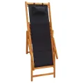 Chaise pliable de plage Bois d'eucalyptus solide et tissu Noir