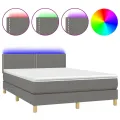 cadre de lit et matelas et LED Gris foncé 140x190 cm