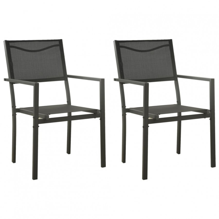 Chaises de jardin 2 pcs Textilène et acier Noir et anthracite