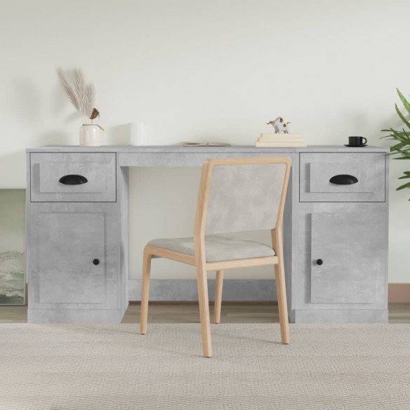 Bureau avec armoire gris béton bois d'ingénierie