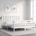Cadre de lit avec tête de lit blanc 160x200 cm bois massif