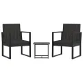 Salon de jardin 3 pcs avec coussins Noir Résine tressée