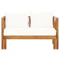Banc de jardin 2 places et coussins 122 cm Bois d'acacia massif