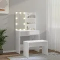 Ensemble de coiffeuse avec LED Blanc brillant Bois d'ingénierie