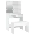 Ensemble de coiffeuse avec LED Blanc brillant Bois d'ingénierie