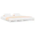 Lit de palette Blanc 120x190 cm Bois pin massif Petit Double