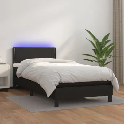 cadre de lit avec matelas et LED Noir 100x200cm