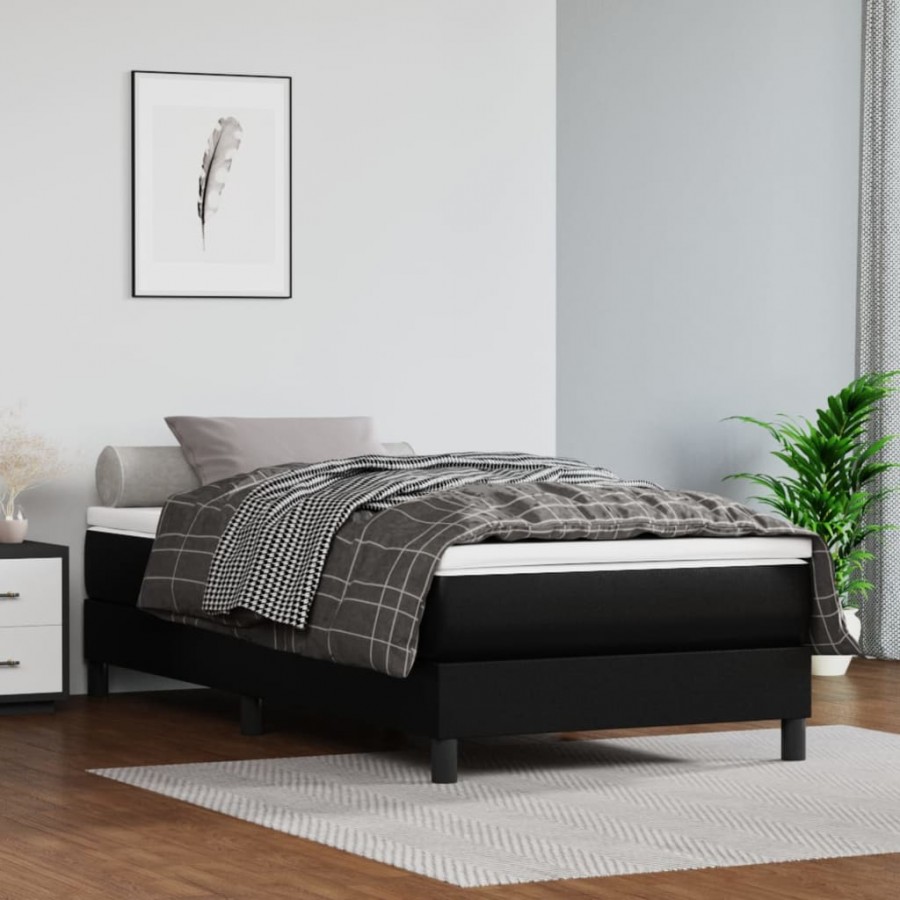 cadre de lit avec matelas Noir 100x200 cm Similicuir