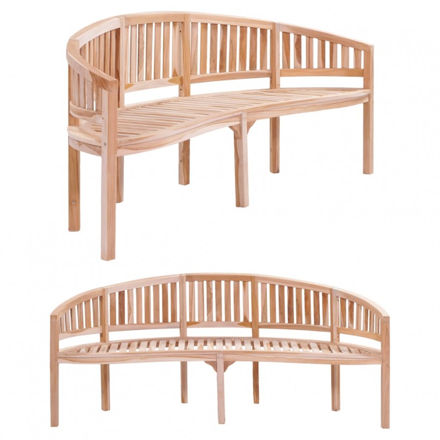 Banc de jardin en forme de banane 200 cm Bois de teck solide