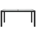 Table de jardin 150x90x75cm Verre trempé et résine tressée Noir