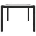 Table de jardin 150x90x75cm Verre trempé et résine tressée Noir