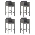 Tabourets de bar lot de 4 avec coussins gris résine tressée