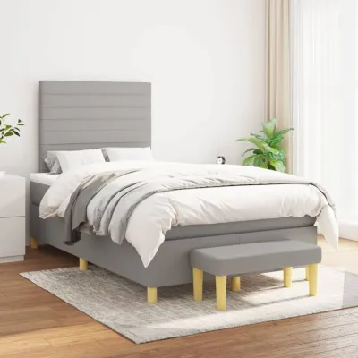 cadre de lit avec matelas Gris clair 120x200cm Tissu