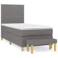 cadre de lit avec matelas Gris foncé 100x200cm Tissu