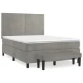 cadre de lit et matelas Gris clair 140x190cm Velours