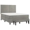 cadre de lit et matelas Gris clair 140x190cm Velours