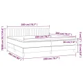 cadre de lit et matelas et LED Gris foncé 200x200 cm