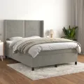 cadre de lit et matelas Gris clair 140x190cm Velours