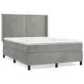 cadre de lit et matelas Gris clair 140x190cm Velours