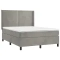 cadre de lit et matelas Gris clair 140x190cm Velours