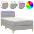 cadre de lit matelas LED Gris clair 100x200 cm Tissu