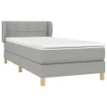 cadre de lit avec matelas Gris clair 100x200cm Tissu