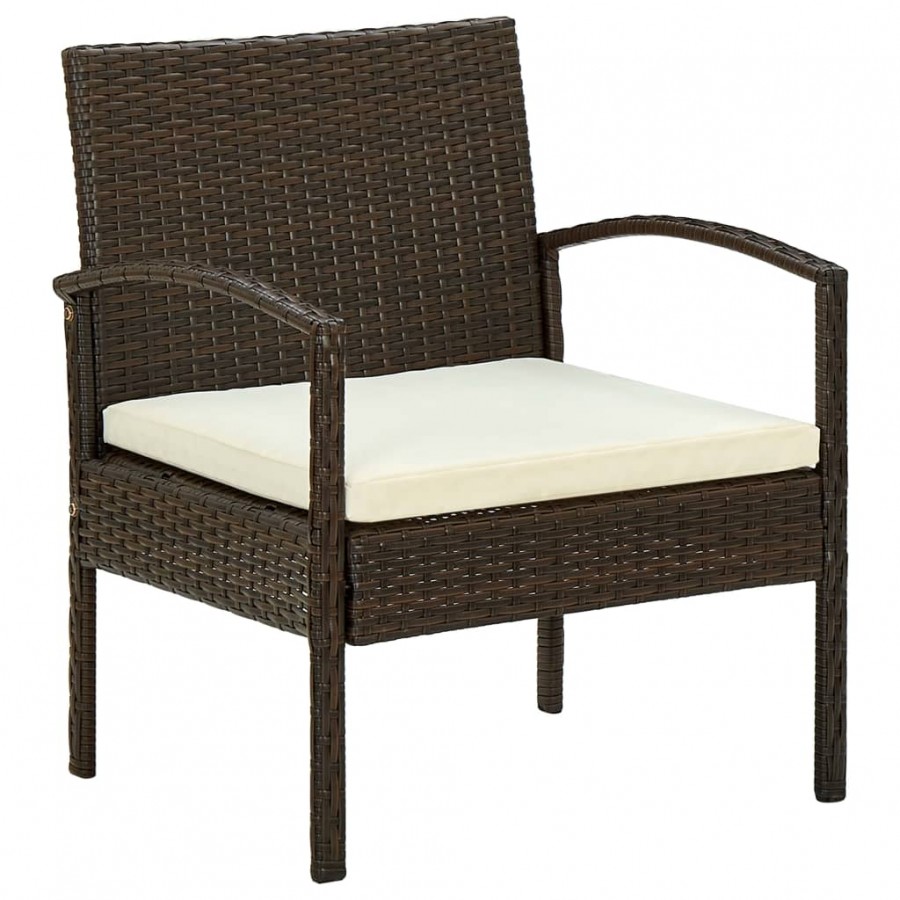 Chaise de jardin avec coussin Résine tressée Marron