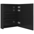 Armoire de salle de bain à miroir LED noir brillant 50x14x60 cm