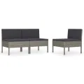 Chaises de jardin 3 pcs avec coussins Résine tressée Gris