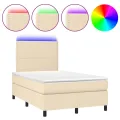 cadre de lit et matelas et LED Crème 120x200cm Tissu