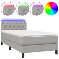 cadre de lit avec matelas et LED Gris clair 80x200cm