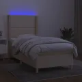 cadre de lit matelas et LED Crème 100x200 cm Tissu