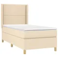 cadre de lit matelas et LED Crème 100x200 cm Tissu
