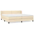 cadre de lit avec matelas Crème 200x200 cm Tissu