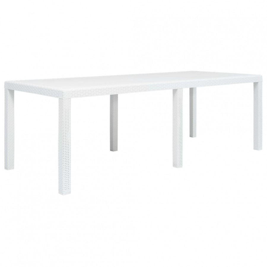 Table de jardin Blanc 220x90x72 cm Plastique Aspect de rotin