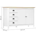 Buffet Hill Blanc 130x40x80 cm Bois de pin solide