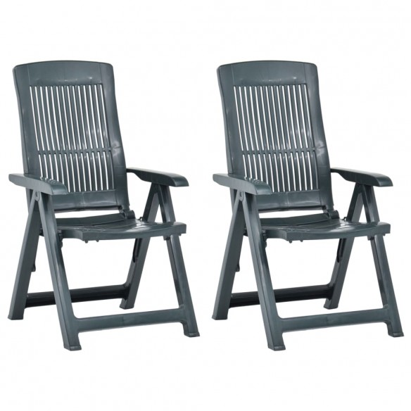 Chaises inclinables de jardin 2 pcs Plastique Vert