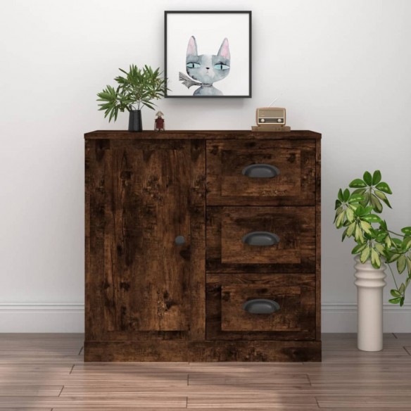 Buffet chêne fumé 70x35,5x67,5 cm bois d'ingénierie