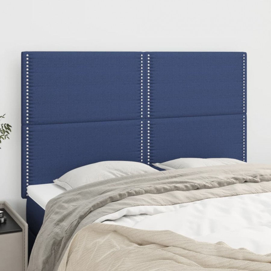 Têtes de lit 4 pcs Bleu 72x5x78/88 cm Tissu