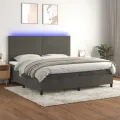 cadre de lit avec matelas LED Gris foncé 200x200 cm