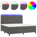 cadre de lit avec matelas LED Gris foncé 200x200 cm