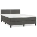 cadre de lit et matelas Gris foncé 140x190cm Velours