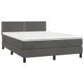 cadre de lit et matelas Gris foncé 140x190cm Velours