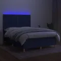 cadre de lit et matelas et LED Bleu 140x200 cm Tissu