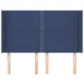 Tête de lit avec oreilles Bleu 147x16x118/128 cm Tissu