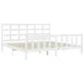 Cadre de lit avec tête de lit blanc 200x200 cm bois massif