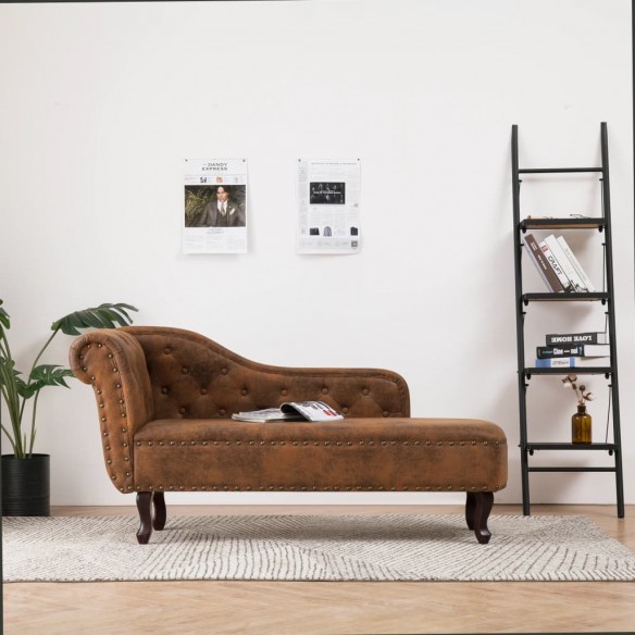 Chaise longue Marron Similicuir daim