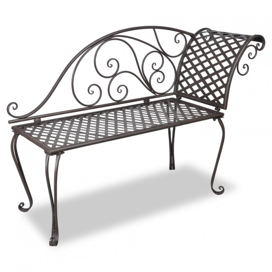 Chaise longue de jardin 128 cm Acier Antique Marron