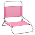 Chaises de plage pliables 2 pcs Rose Tissu