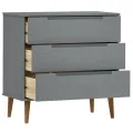 Commode MOLDE Gris 80x40x80 cm Bois de pin massif